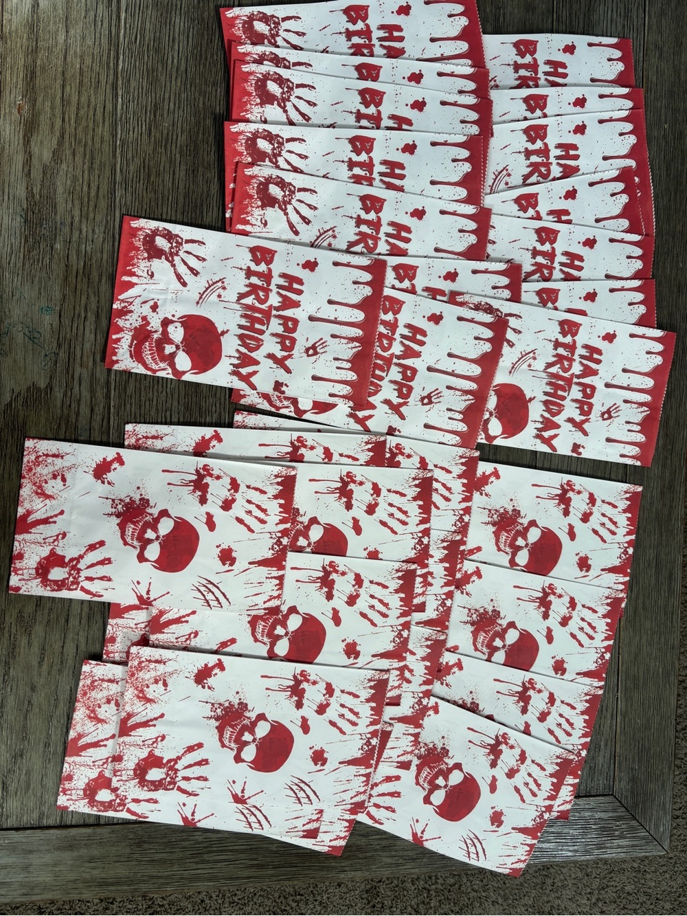 Red Skull & Blood Splash Happy Birthday Halloween gift bags